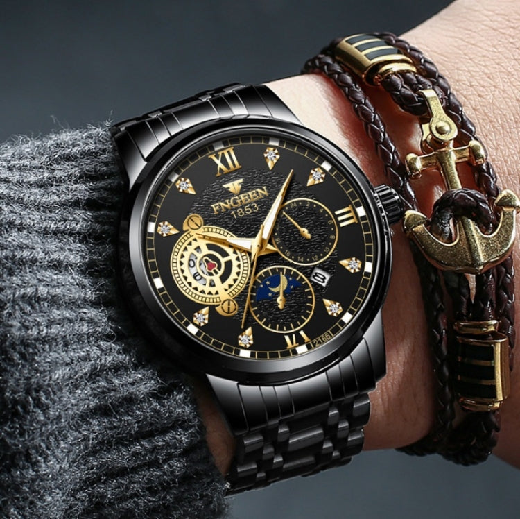 FNGEEN 2166 Orologio elettronico sportivo per studenti con tre occhi al quarzo cavo da uomo