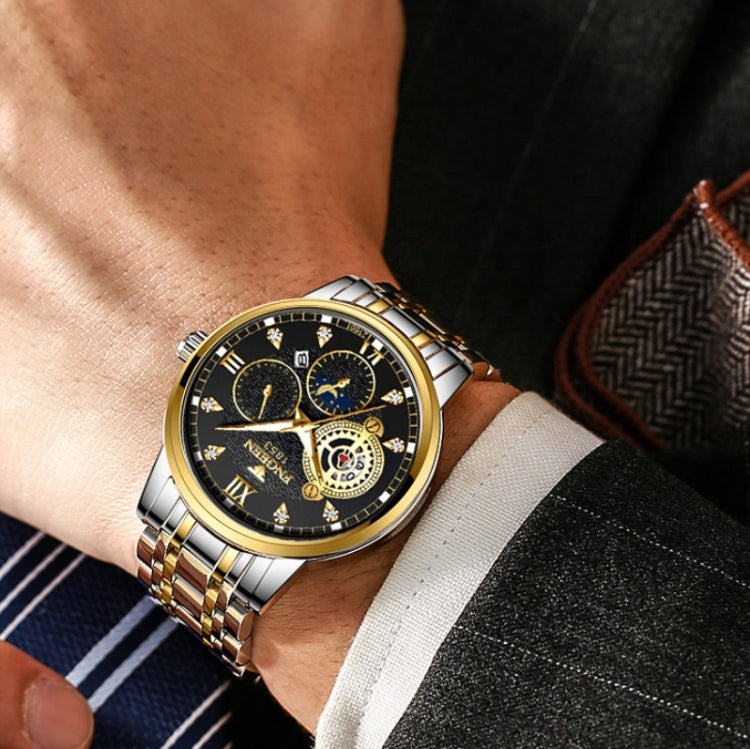 FNGEEN 2166 Orologio elettronico sportivo per studenti con tre occhi al quarzo cavo da uomo