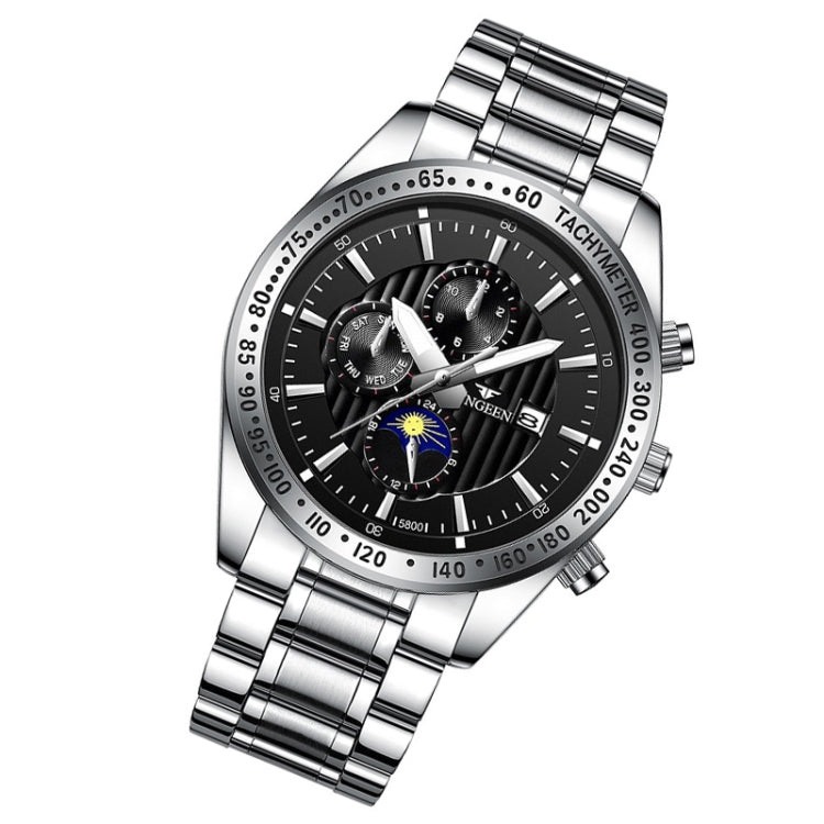FNGEEN 5800 Orologio da uomo al quarzo per studenti con tre occhi e sei perni