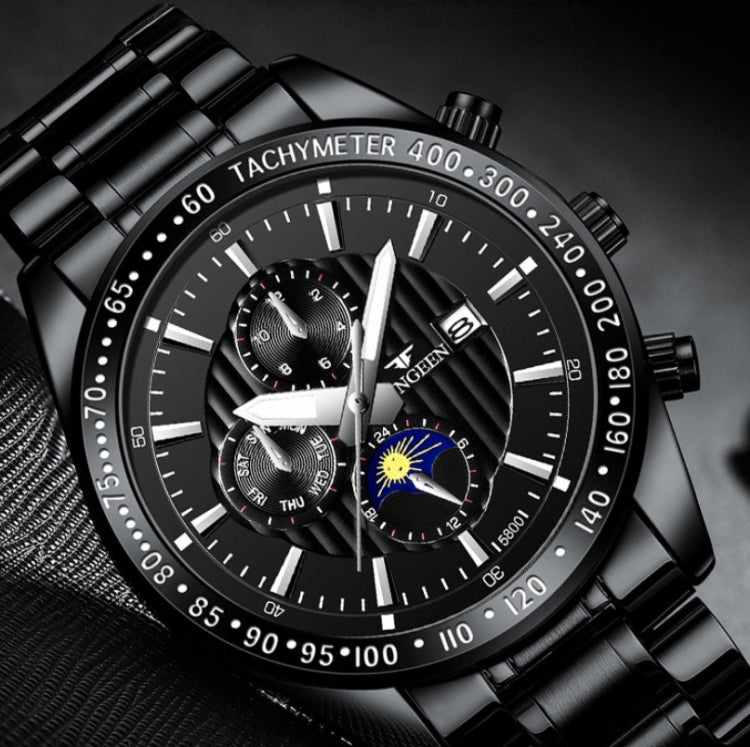 FNGEEN 5800 Orologio da uomo al quarzo per studenti con tre occhi e sei perni