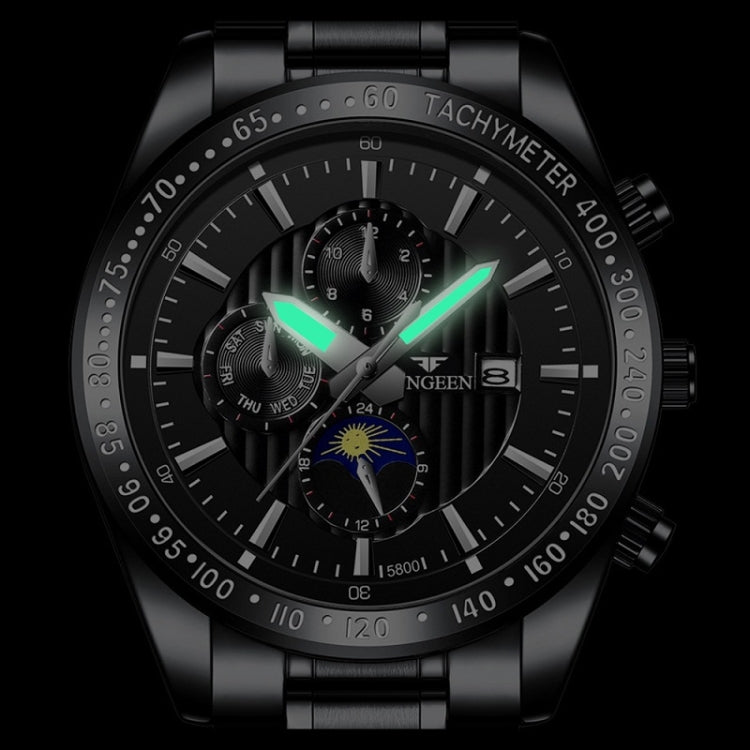 FNGEEN 5800 Orologio da uomo al quarzo per studenti con tre occhi e sei perni
