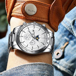 FNGEEN 5800 Orologio da uomo al quarzo per studenti con tre occhi e sei perni