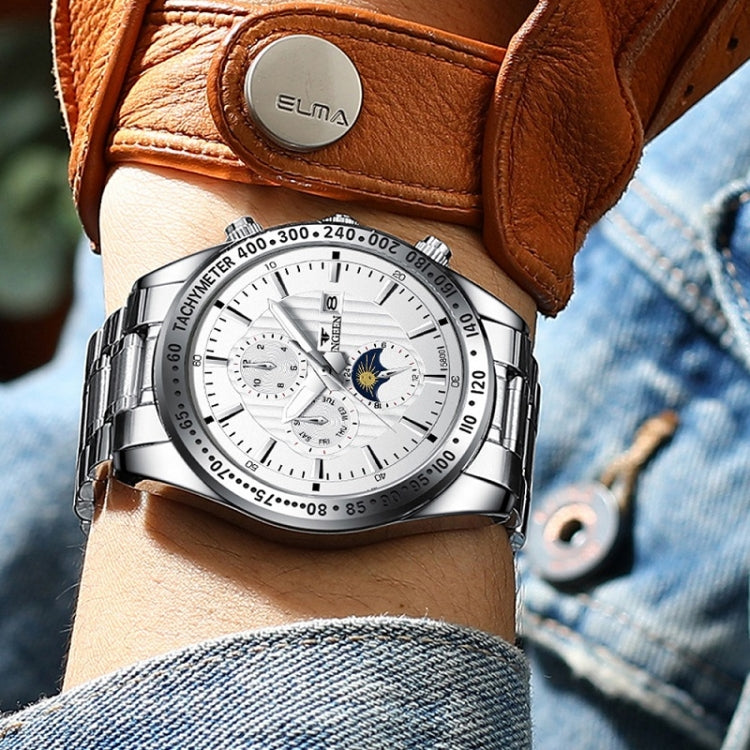 FNGEEN 5800 Orologio da uomo al quarzo per studenti con tre occhi e sei perni