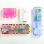 Scatole per medicinali portatili Mizi Small Pill Box, 10 Grid (Gray), 10 Grid (Brown), 10 Grid (Green), 10 Grid (Blue), 10 Grid (White), 10 Grid (Pink), 7 Grid (Grey), 7 Grid (Brown), 7 Grid (Green), 7 Grid (Blue), 7 Grid (Pink)