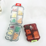 Scatole per medicinali portatili Mizi Small Pill Box, 10 Grid (Gray), 10 Grid (Brown), 10 Grid (Green), 10 Grid (Blue), 10 Grid (White), 10 Grid (Pink), 7 Grid (Grey), 7 Grid (Brown), 7 Grid (Green), 7 Grid (Blue), 7 Grid (Pink)