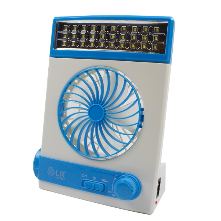 Ventilatore solare quattro in uno con funzione torcia elettrica, spina CN, Golden, Blue
