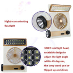 Ventilatore solare 4 in 1 con torcia LED e pannello solare