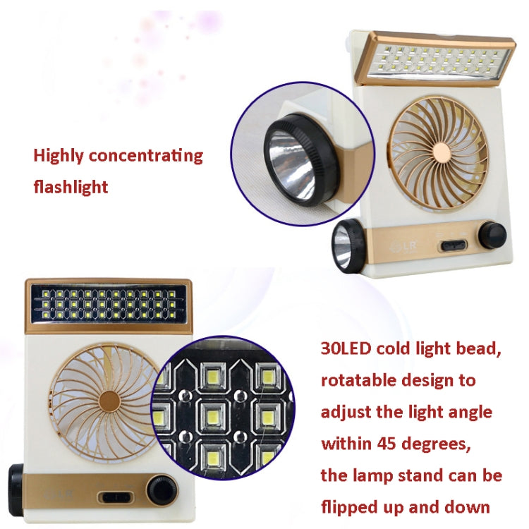 Ventilatore solare 4 in 1 con torcia LED e pannello solare