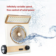 Ventilatore solare quattro in uno con funzione torcia elettrica, spina CN, Golden, Blue