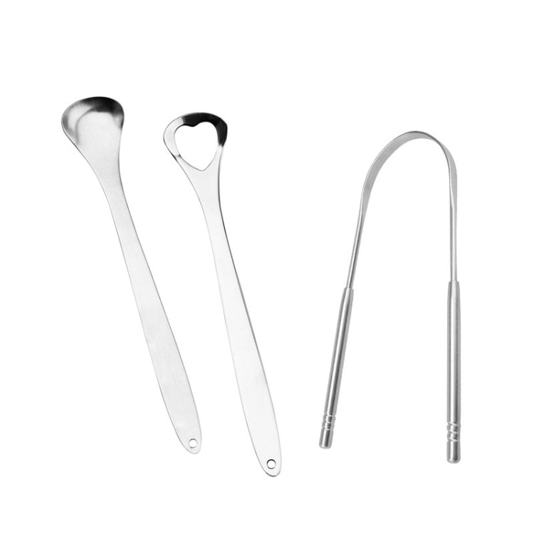 2 spazzole per la pulizia della lingua in acciaio inossidabile per l'alito cattivo, Tongue Scraper+Two-piece Set (Silver ), Tongue Scraper + Two-piece Set (Rose Gold )
