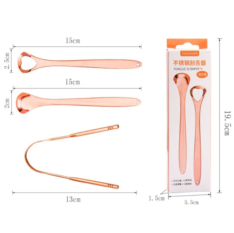 2 spazzole per la pulizia della lingua in acciaio inossidabile per l'alito cattivo, Tongue Scraper+Two-piece Set (Silver ), Tongue Scraper + Two-piece Set (Rose Gold )