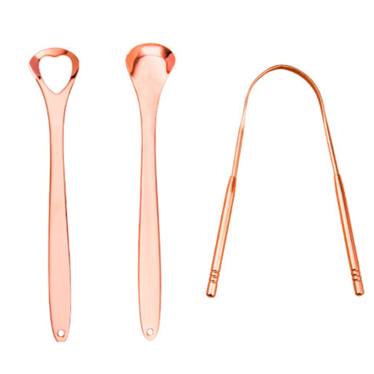 2 spazzole per la pulizia della lingua in acciaio inossidabile per l'alito cattivo, Tongue Scraper+Two-piece Set (Silver ), Tongue Scraper + Two-piece Set (Rose Gold )