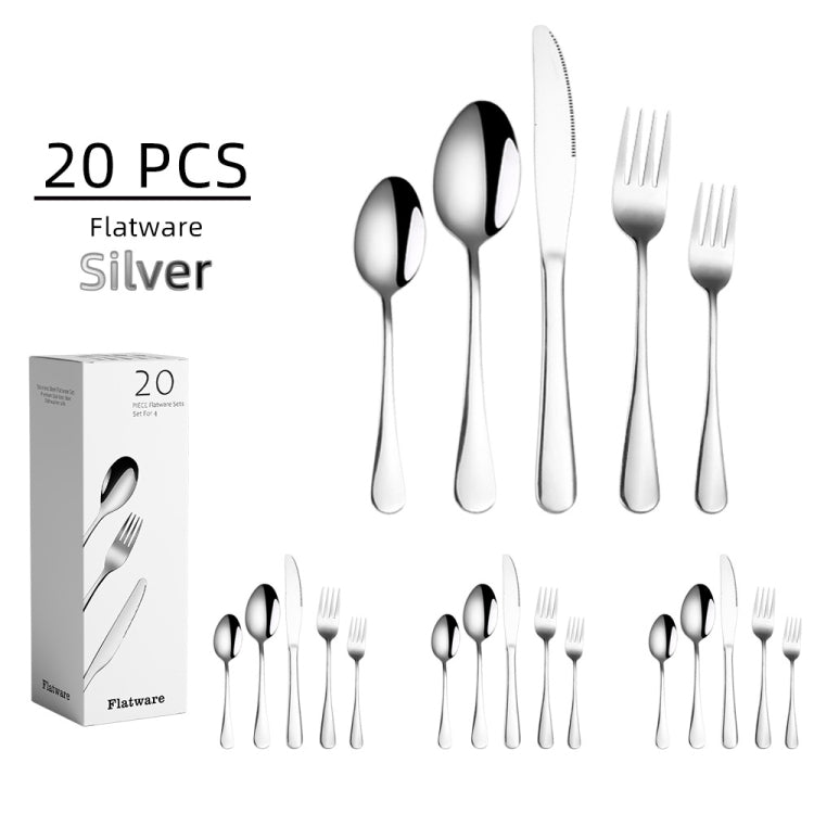 Set di posate da bistecca 20 in 1 in acciaio inossidabile, True Color, Golden, Rose Gold, Colorful, Black
