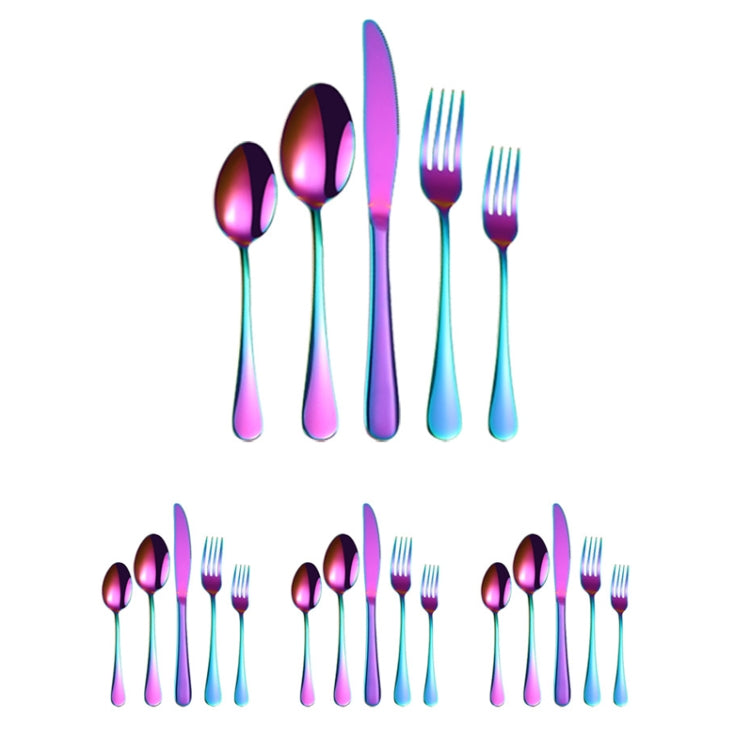 Set di posate da bistecca 20 in 1 in acciaio inossidabile, True Color, Golden, Rose Gold, Colorful, Black