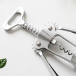 Apribottiglie manuale multifunzionale in lega di zinco per vino da cucina, Zinc Alloy Silver