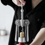 Apribottiglie manuale multifunzionale in lega di zinco per vino da cucina, Zinc Alloy Silver