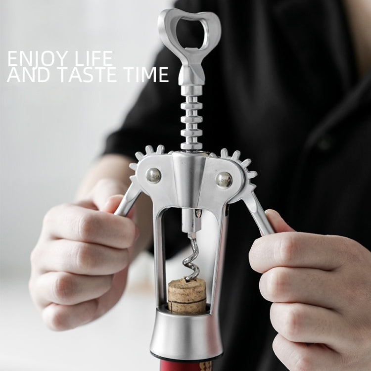 Apribottiglie manuale multifunzionale in lega di zinco per vino da cucina, Zinc Alloy Silver