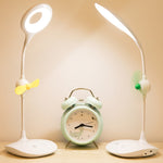 Lampada da scrivania pieghevole USB da comodino con ventilatore a LED WS-8010, Water Drop, Ring, Pen Holder White Fan Blade, Pen Holder Yellow Fan Blade, Pen Holder Blue Fan Blade, Pen Holder Green  Fan Blade