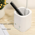 Lampada da scrivania pieghevole USB da comodino con ventilatore a LED WS-8010, Water Drop, Ring, Pen Holder White Fan Blade, Pen Holder Yellow Fan Blade, Pen Holder Blue Fan Blade, Pen Holder Green  Fan Blade