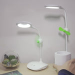 Lampada da scrivania pieghevole USB da comodino con ventilatore a LED WS-8010, Water Drop, Ring, Pen Holder White Fan Blade, Pen Holder Yellow Fan Blade, Pen Holder Blue Fan Blade, Pen Holder Green  Fan Blade