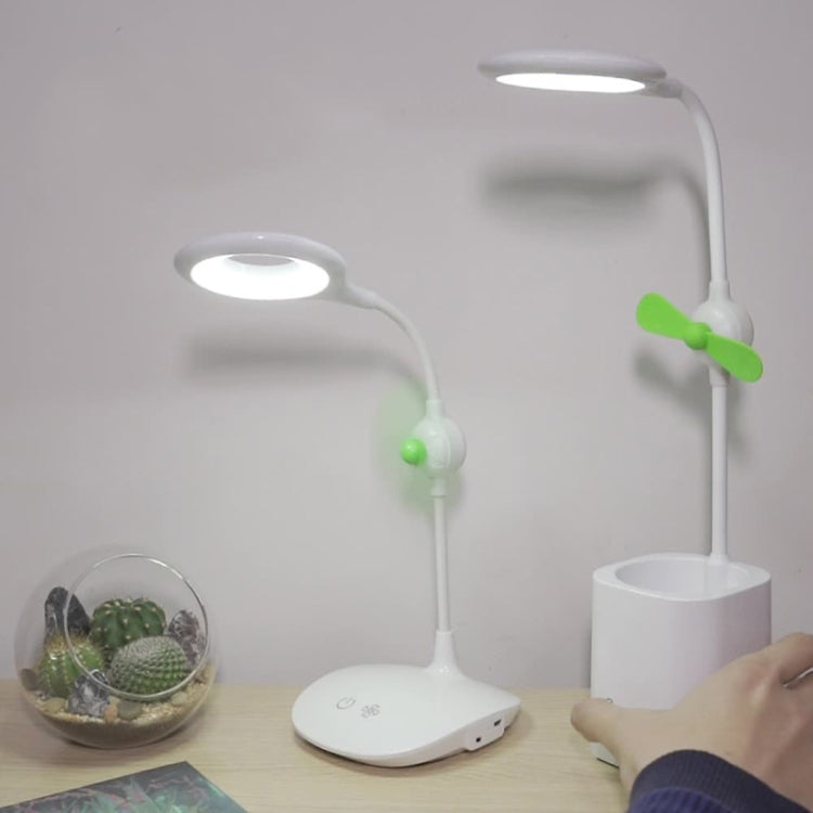 Lampada da scrivania pieghevole USB da comodino con ventilatore a LED WS-8010, Water Drop, Ring, Pen Holder White Fan Blade, Pen Holder Yellow Fan Blade, Pen Holder Blue Fan Blade, Pen Holder Green  Fan Blade