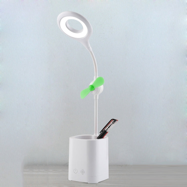 Lampada da scrivania pieghevole USB da comodino con ventilatore a LED WS-8010, Water Drop, Ring, Pen Holder White Fan Blade, Pen Holder Yellow Fan Blade, Pen Holder Blue Fan Blade, Pen Holder Green  Fan Blade