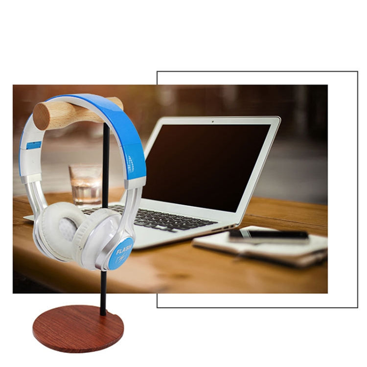 Supporto per display per cuffie montato sulla testa in legno con asta metallica creativa, Single-sided White Metal Rod, Single-sided Black Metal Rod, Double-sided White Metal Rod, Double-sided Black Metal Rod