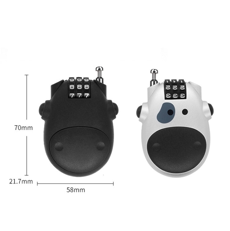 Blocco antifurto per bicicletta portatile per moto Blocco cavo telescopico Blocco password mucca cartone animato, Cow Password Lock(Black), Cow Password Lock(Silver)