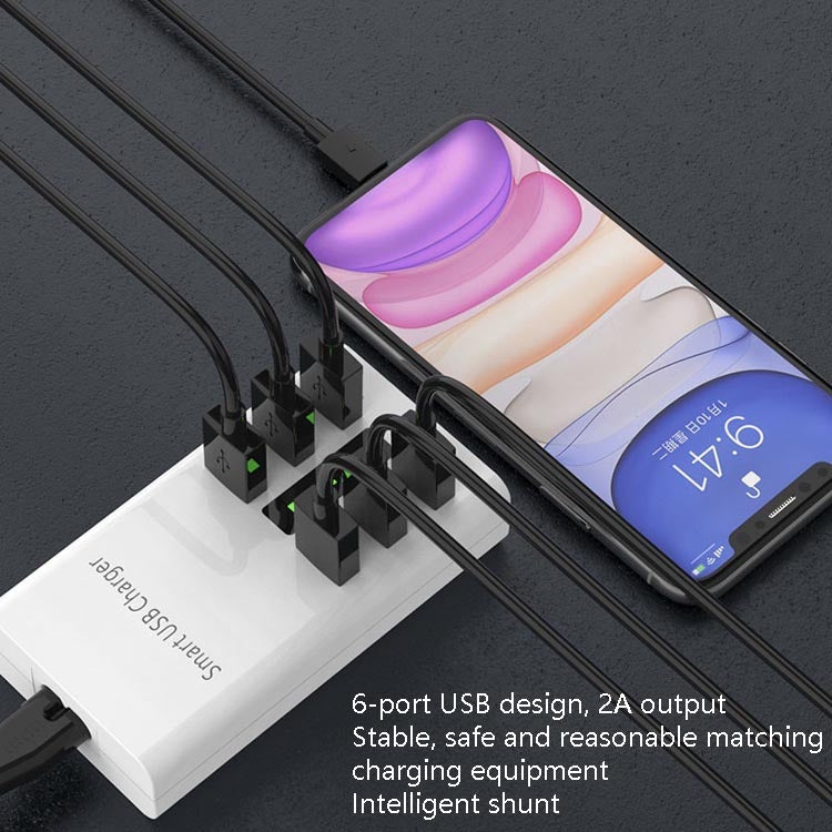 Presa di ricarica USB a 6 porte 30W per smartphone e tablet