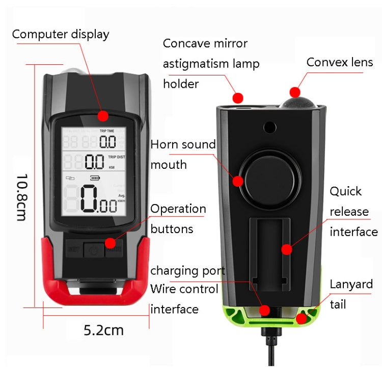 Lampada per misuratore di codice per bicicletta wireless 3 in 1 Luce anteriore a luce forte, Red, Green, Blue, Black, Upgrade Floating (Red), Upgrade Floating (Green), Upgrade Floating (Blue), Upgrade Floating (Black), Red Upgrade Floating + Tail Light...