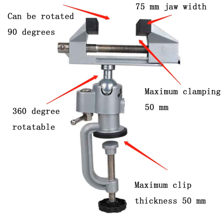 Morsa da banco piccola rotante universale in lega di alluminio a 360 gradi, Small Bench Vise