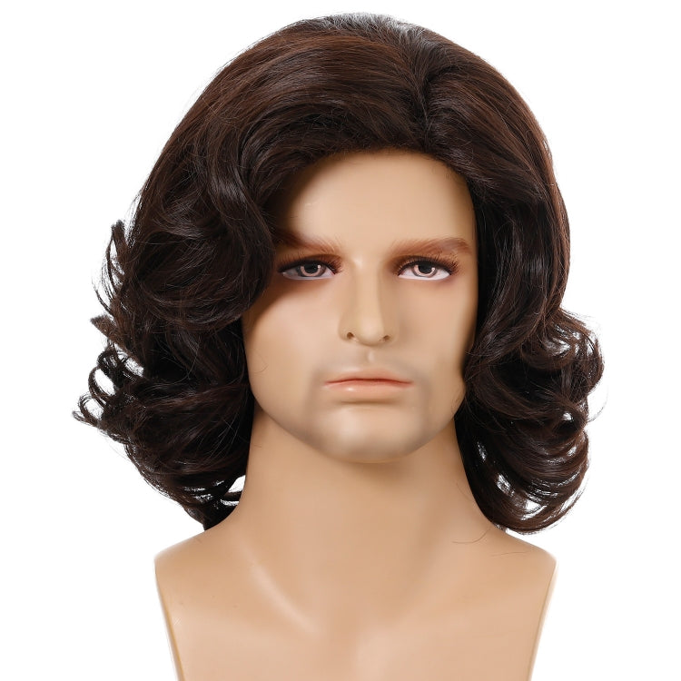 Parrucche da uomo Frangia obliqua Soffici capelli ricci corti