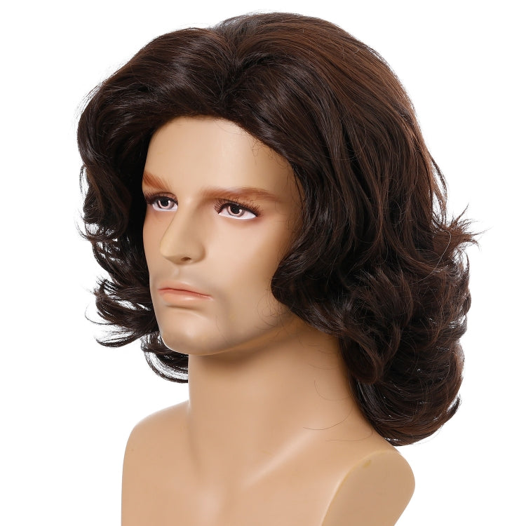 Parrucche da uomo Frangia obliqua Soffici capelli ricci corti