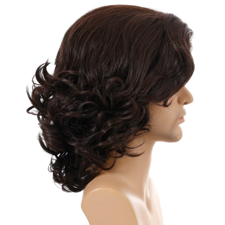 Parrucche da uomo Frangia obliqua Soffici capelli ricci corti