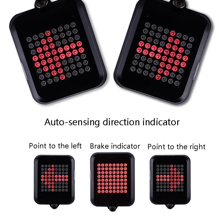 Fanale posteriore intelligente del freno dello sterzo Luce della bicicletta ricaricabile USB Luce di sicurezza per l'avvertimento del ciclismo, Intelligent Steering Brake Tail Light