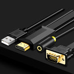 JH HV10 1080P Cavo HDMI a VGA Proiettore TV Box Computer Notebook Cavo adattatore display industriale, 1m, 2m, 3m, 5m, 10m