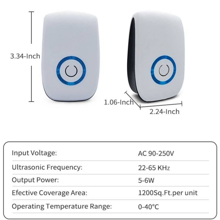 H12 2 pezzi Repellente per mouse elettronico ad ultrasuoni Mini repellente per zanzare per uso domestico, H12 AU Plug White, H12 US Plug White, H12 UK  Plug White, H12 EU Plug White