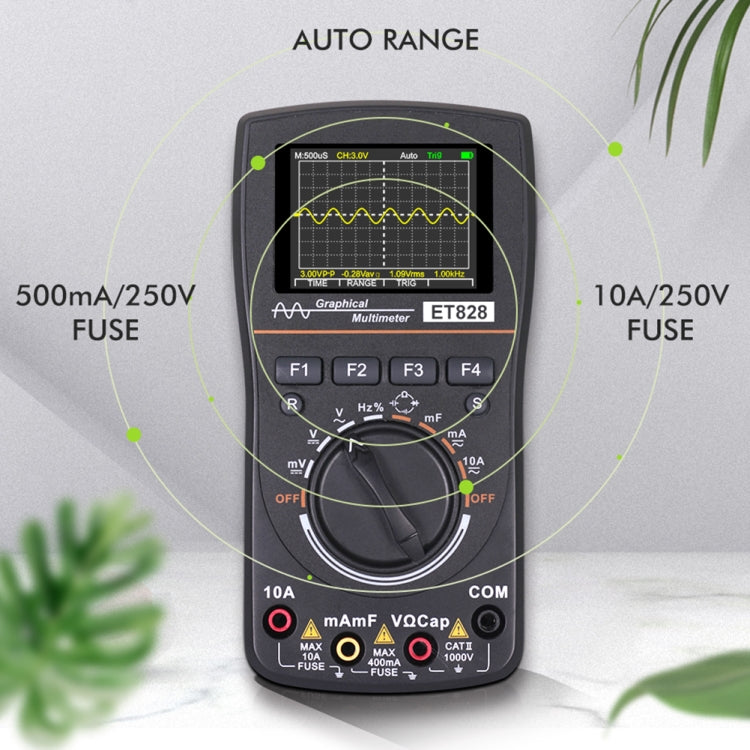 ET828 Multimetro per oscilloscopio 2 in 1 2 in 1 Misuratore di schermo a colori da 2,4 pollici Misuratore di frequenza di resistenza digitale Misuratore di frequenza da 1 MHz a 2,5 Msps