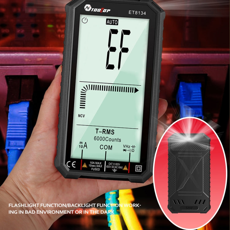 TOOLTOP ET8134 Multimetro a schermo intero LCD da 4,7 pollici con funzione di allarme cambio colore, ET8134