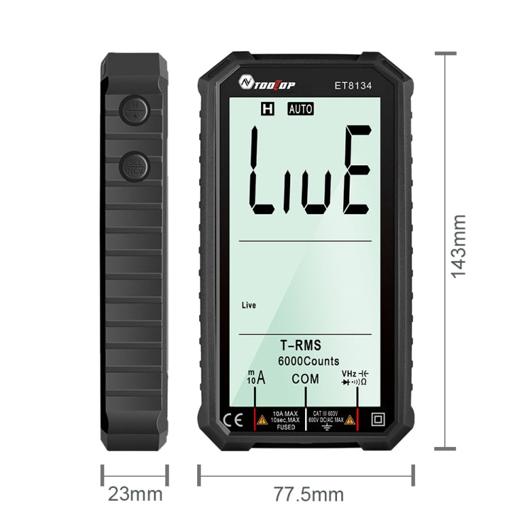 TOOLTOP ET8134 Multimetro a schermo intero LCD da 4,7 pollici con funzione di allarme cambio colore, ET8134