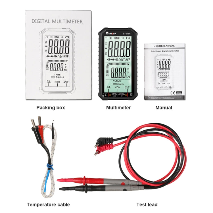 TOOLTOP ET8134 Multimetro a schermo intero LCD da 4,7 pollici con funzione di allarme cambio colore, ET8134