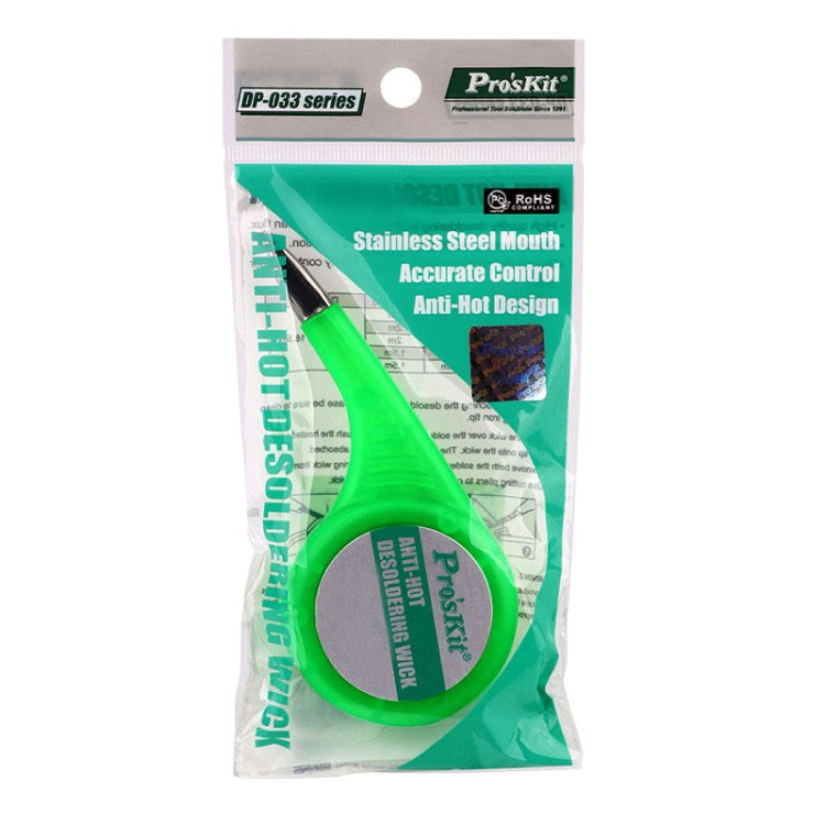 Nastro di aspirazione in stagno con filo di aspirazione in stagno antiscottatura ProsKit, DP-033A 2mx1.5mm, DP-033B 2mx2mm, DP-033C 2mx2.5mm, DP-033D 1.5mx3mm, DP-033E 1.5mx3.5mm
