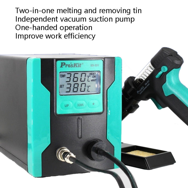 ProsKit SS-331H Dispositivo di aspirazione della latta di calore elettrico Dispositivo di dissaldatura della pompa di aspirazione completamente automatico, spina americana
