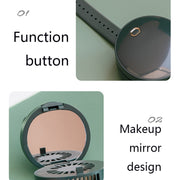 G3 Ventilatore per orologio senza foglie con mini specchio USB portatile per bambini all'aperto, Mirror(White), Mirror(Pink), Mirror(Green)