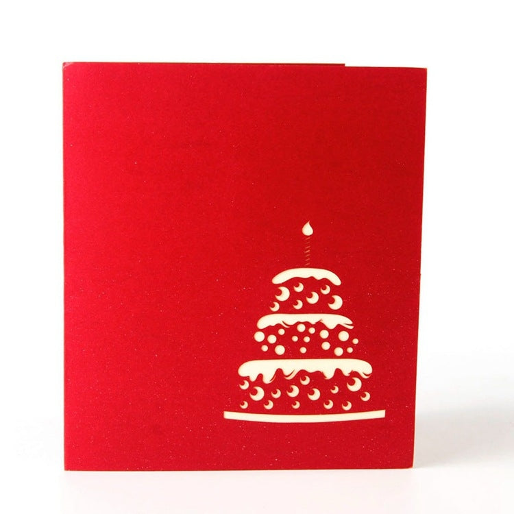 Biglietto di compleanno per torta tridimensionale 3D da 2 pezzi. Biglietto piccolo regalo fatto a mano per bambini, Red Cover, Golden Cover