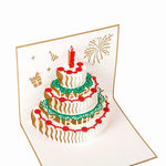 Biglietto di compleanno per torta tridimensionale 3D da 2 pezzi. Biglietto piccolo regalo fatto a mano per bambini, Red Cover, Golden Cover