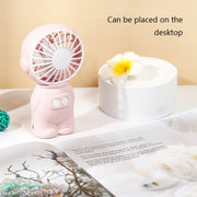 FY040 Mini ventilatore da tavolo con luce notturna per ufficio portatile da esterno USB da 2 pezzi, Pink, Blue, Green