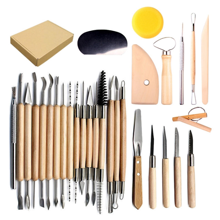 Set 30 strumenti scultura argilla in metallo e legno