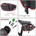 WEST BIKING Borsa da sella impermeabile per bicicletta Borsa da sella per attrezzatura per mountain bike, Small (Black Red), Small (Black Gray), Large (Black Red), Large (Black Gray)