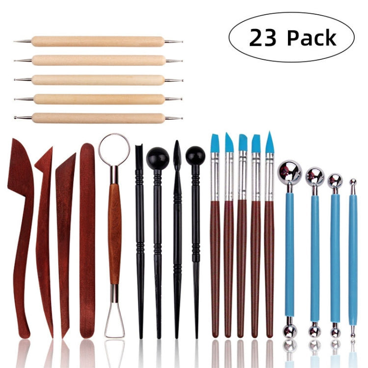 Set 23 strumenti per argilla in plastica e legno